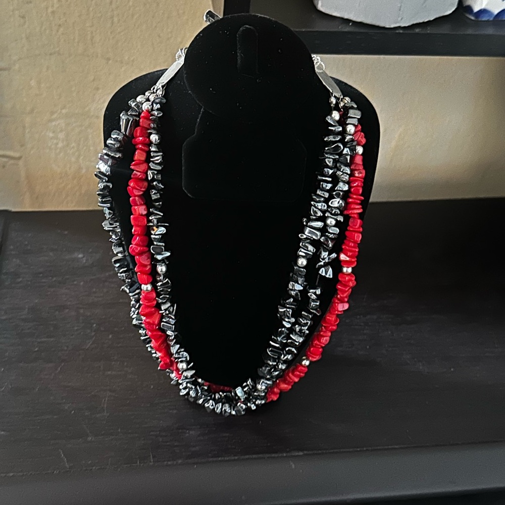 Red and Black Beaded Necklace
